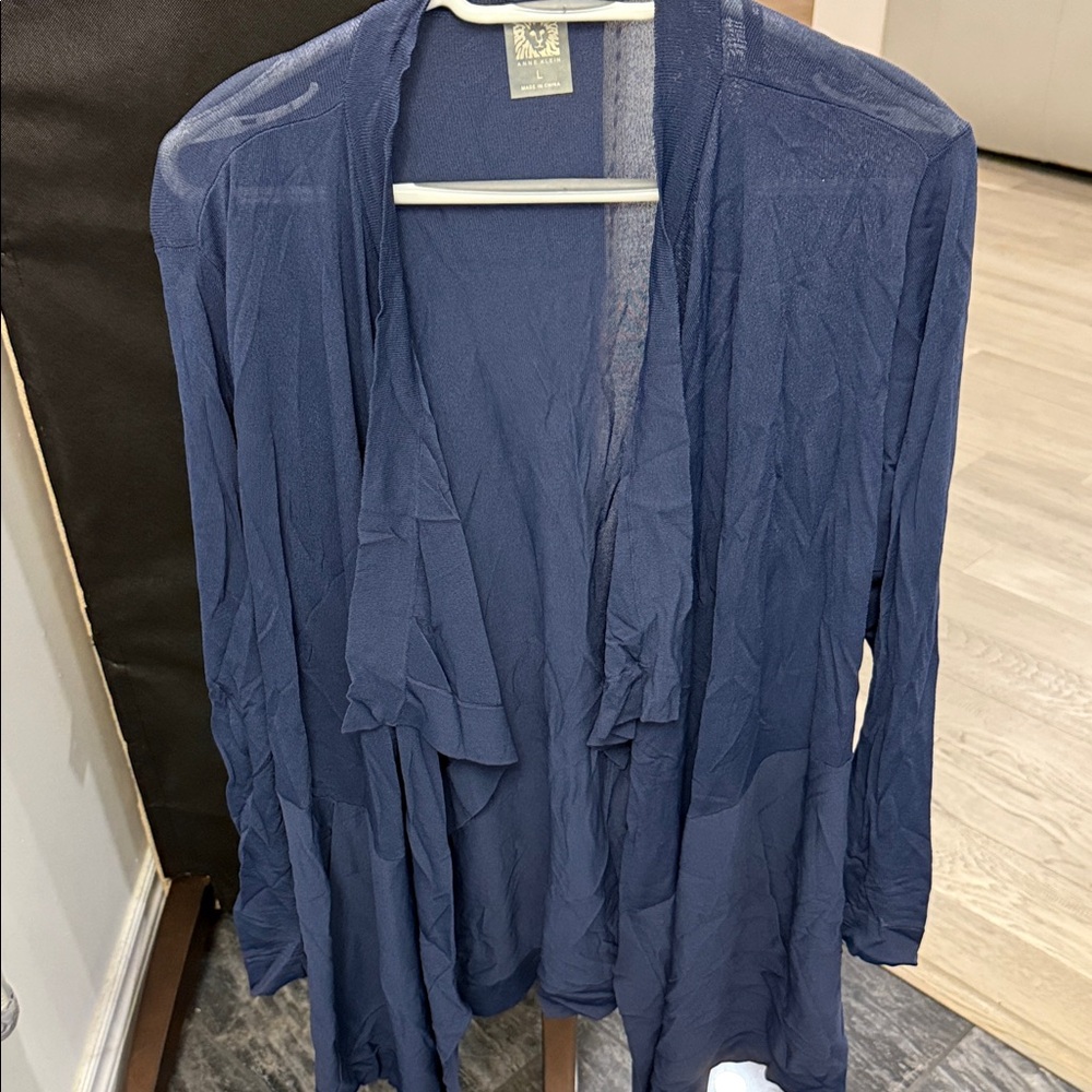 Anne Klein Navy Sheer Cardigan